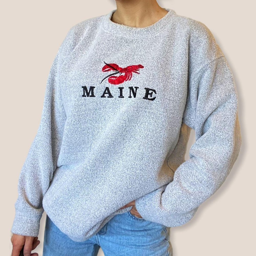 Vintage 90's MAINE Grey Cotton Lobster Crewneck